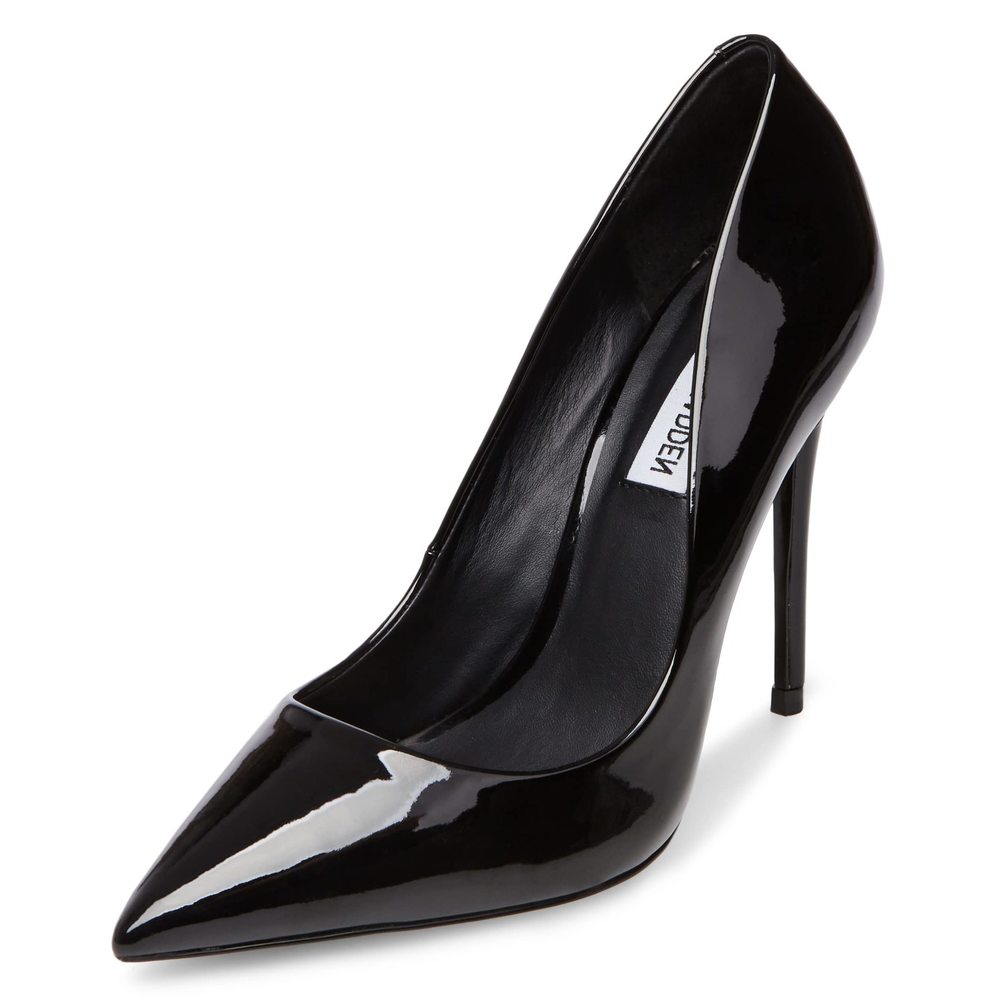 STEVE MADDEN WOMEN'S DAISIE PUMP, BLACK PATENT, 7.5